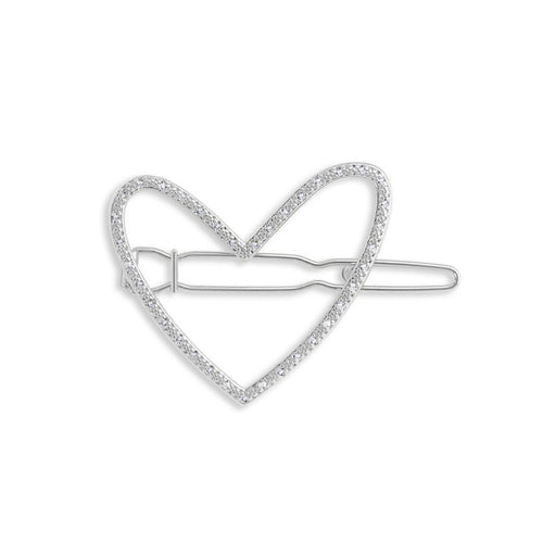 Katie Loxton Hair Accessory - Pave Heart Silver Clip