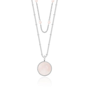 Katie Loxton Signature Stones - Love - Rose Quartz Silver Double Layered Necklace
