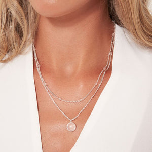 Katie Loxton Signature Stones - Love - Rose Quartz Silver Double Layered Necklace