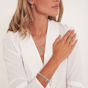 Katie Loxton Signature Stones - Free Spirit - Turquoise Silver Double Layered Necklace