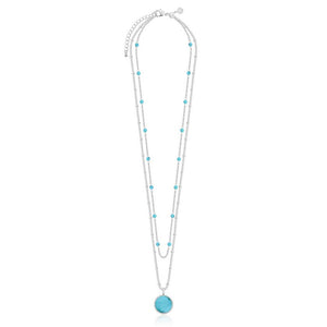 Katie Loxton Signature Stones - Free Spirit - Turquoise Silver Double Layered Necklace