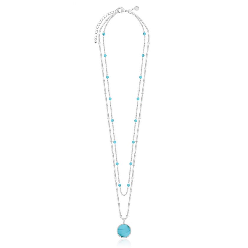 Katie Loxton Signature Stones - Free Spirit - Turquoise Silver Double Layered Necklace