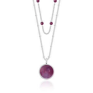 Katie Loxton Signature Stones - Family - Amethyst Silver Double Layered Necklace