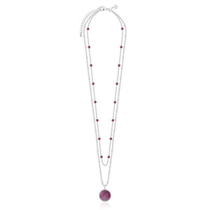 Katie Loxton Signature Stones - Family - Amethyst Silver Double Layered Necklace