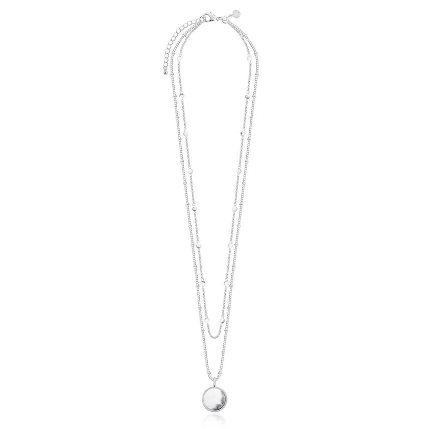 Katie Loxton Signature Stones - Karma - Howlite Silver Double Layered Necklace