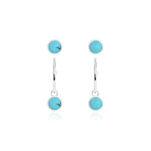 Katie Loxton Signature Stones - Free Spirit - Turquoise Silver Studs and Hoop Earrings Set