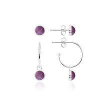 Load image into Gallery viewer, Katie Loxton Signature Stones - Family - Amethyst Silver Studs and Hoop Earrings Set
