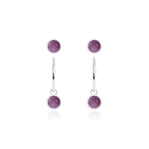 Katie Loxton Signature Stones - Family - Amethyst Silver Studs and Hoop Earrings Set