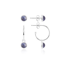 Load image into Gallery viewer, Katie Loxton Signature Stones - Friendship - Blue Lace Agate Silver Studs and Hoop Earrings Set
