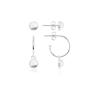 Katie Loxton Signature Stones - Karma - Howlite Silver Studs and Hoop Earrings Set