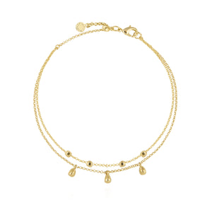 Anklet - Gold Dainty Double Chain,  10.2" Adjustable Length
