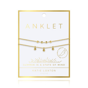 Anklet - Gold Dainty Double Chain,  10.2" Adjustable Length