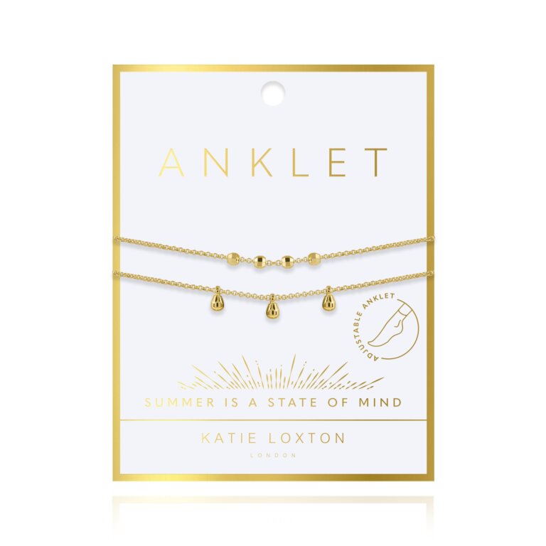 Anklet - Gold Dainty Double Chain,  10.2