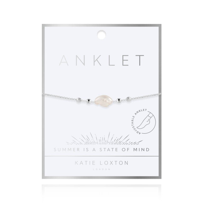 Anklet - Silver Pearl,  10.2