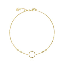 Load image into Gallery viewer, Anklet - Gold Bamboo Loop,  10.2&quot; Adjustable Length
