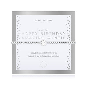 A Little Happy Birthday Amazing Auntie Bracelet - Silver