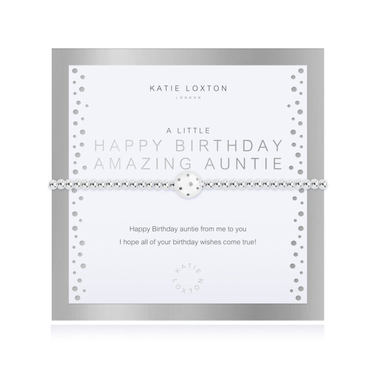 A Little Happy Birthday Amazing Auntie Bracelet - Silver