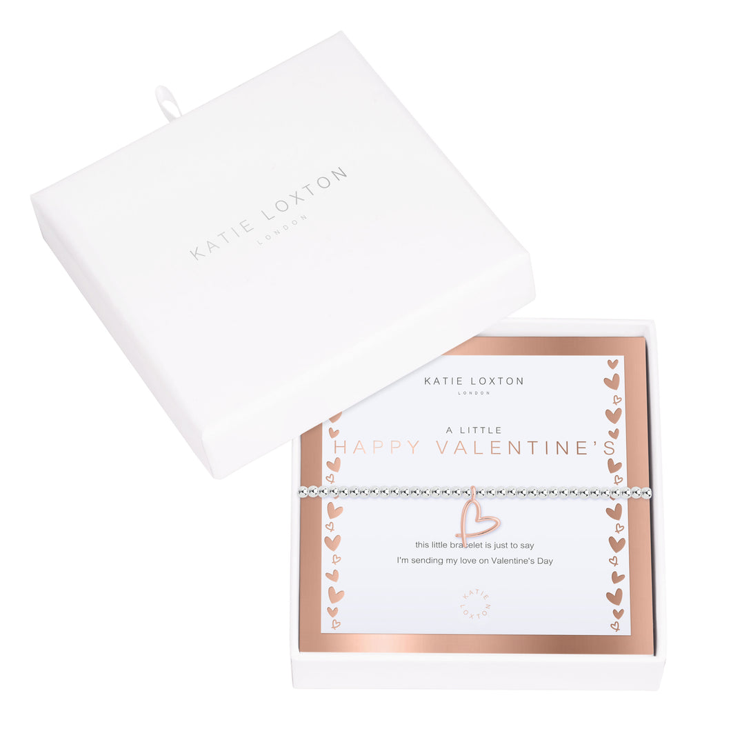 Beautifully Boxed A Littles - Happy Valentine's Silver Bracelet- 6.8