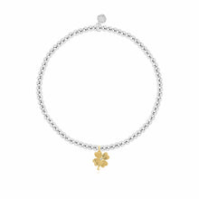 Load image into Gallery viewer, Beautifully Boxed A Littles - Gold Luck Charm and Silver Bracelet- 6.8&quot; Stretch

