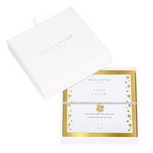 Load image into Gallery viewer, Beautifully Boxed A Littles - Gold Luck Charm and Silver Bracelet- 6.8&quot; Stretch

