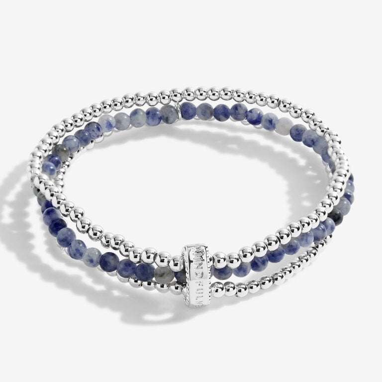 Wellness Stones Blue Lace Agate Bracelet - Silver