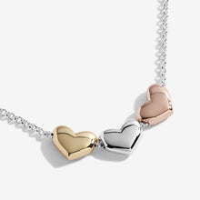 Load image into Gallery viewer, Florence Heart Silver Necklace -  Silver, Rose Gold and Yellow Gold Heart Charms
