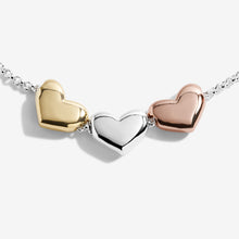 Load image into Gallery viewer, Florence Heart Silver Bracelet With Silver, Rose Gold and Yellow Gold Heart Charms
