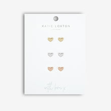 Load image into Gallery viewer, Florence Heart Studs With Silver, Rose Gold and Yellow Gold Studs
