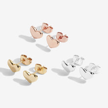 Load image into Gallery viewer, Florence Heart Studs With Silver, Rose Gold and Yellow Gold Studs
