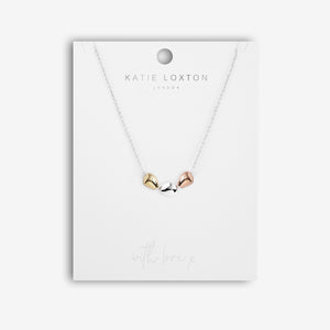 Florence Pebble Silver Necklace -  Silver, Rose Gold and Yellow Gold Pebble Charms