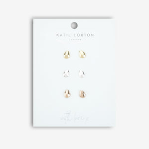 Florence Pebble Studs With Silver, Rose Gold and Yellow Gold Studs