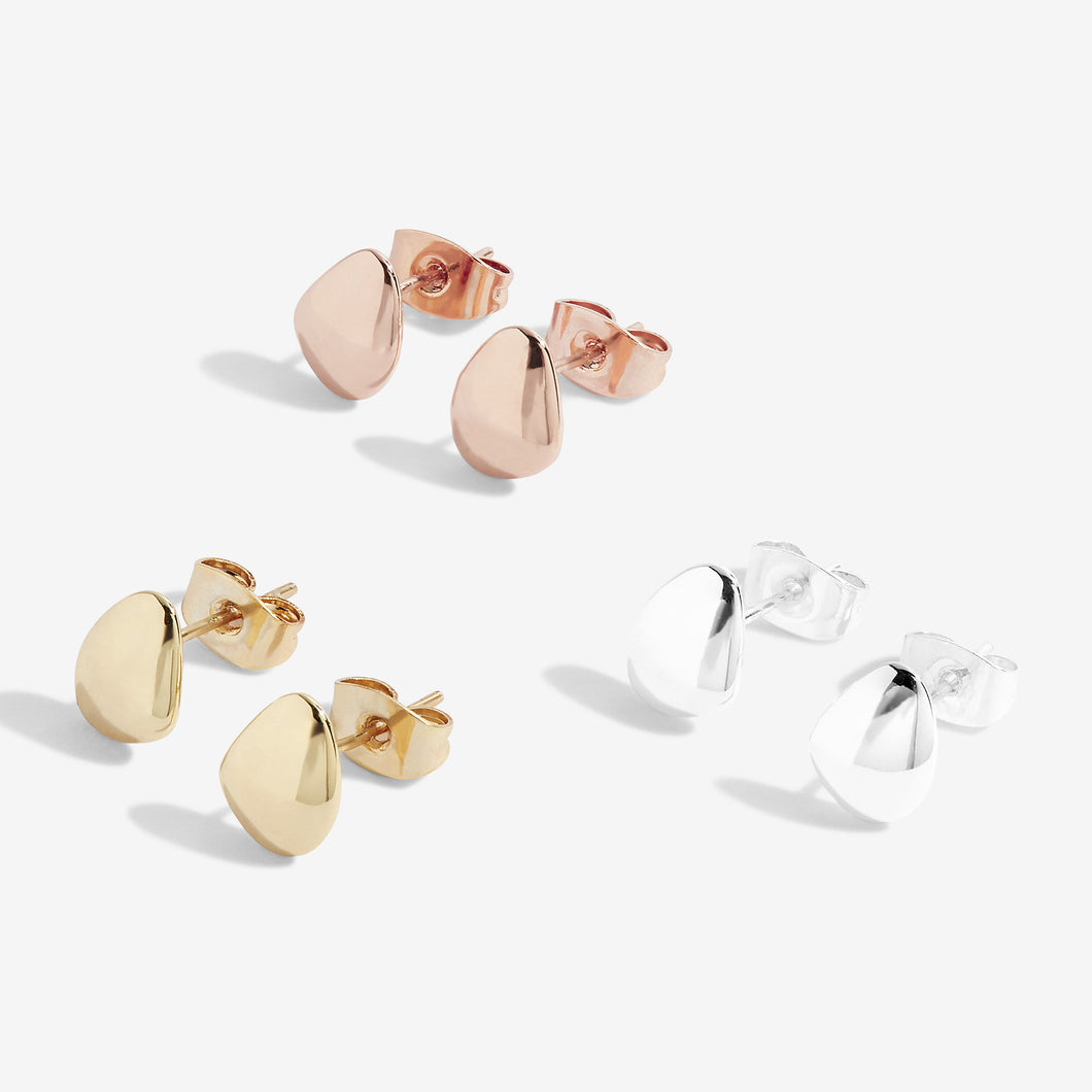 Florence Pebble Studs With Silver, Rose Gold and Yellow Gold Studs