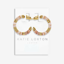 Load image into Gallery viewer, Summer Solstice - Pink Beaded Gold Hoop Earrings
