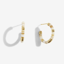 Load image into Gallery viewer, Summer Solstice - White Beaded Gold Hoop Earrings
