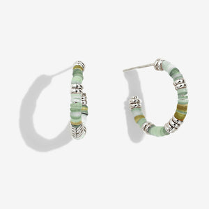 Summer Solstice - Green Beaded Hoop Earrings
