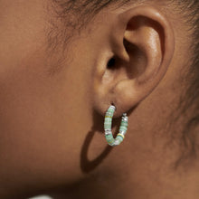 Load image into Gallery viewer, Summer Solstice - Green Beaded Hoop Earrings
