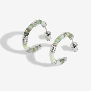 Summer Solstice - Green Beaded Hoop Earrings