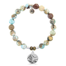 Load image into Gallery viewer, Larimar Stone Bracelet with Cactus Sterling Silver Charm
