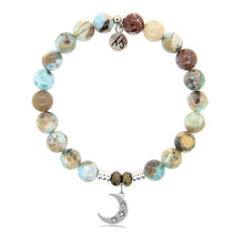 Load image into Gallery viewer, Larimar Stone Bracelet with Friendship Stars Sterling Silver Charm
