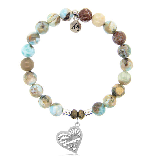Larimar Stone Bracelet with Seas the Day Sterling Silver Charm