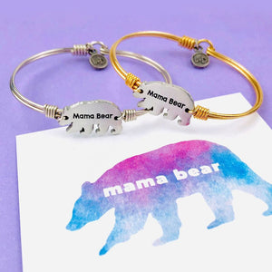 Luca+ Danni Mama Bear Bangle Bracelet - Petite/Silver Tone