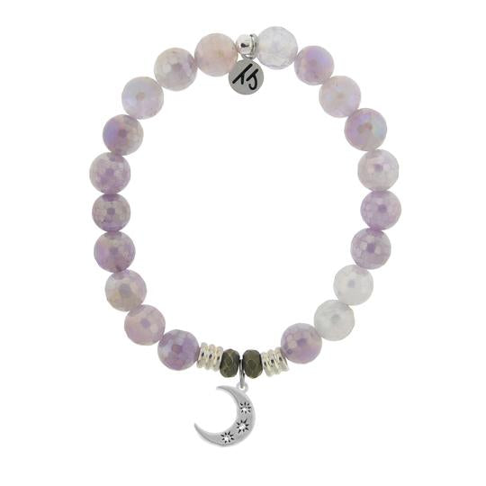 Mauve Jade Stone Bracelet with Friendship Stars Sterling Silver Charm