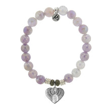 Load image into Gallery viewer, Mauve Jade Stone Bracelet with Heart of Angels Sterling Silver Charm
