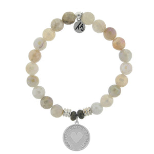 Moonstone Stone Bracelet with Always in My Heart Sterling Silver Charm