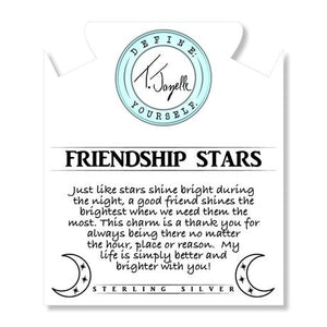 Moonstone Stone Bracelet with Friendship Stars Sterling Silver Charm