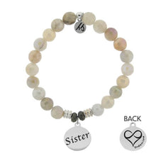 Load image into Gallery viewer, Moonstone Stone Bracelet with Sister Endless Love Sterling Silver Charm
