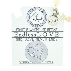 Moonstone Stone Bracelet with Sister Endless Love Sterling Silver Charm