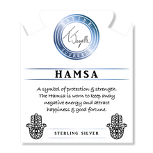 Load image into Gallery viewer, Moonstone Stone Bracelet with Hamsa Sterling Silver Charm
