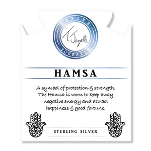 Moonstone Stone Bracelet with Hamsa Sterling Silver Charm
