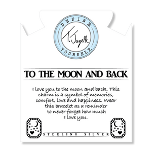 Moonstone Stone Bracelet with Moon and Back Sterling Silver Charm